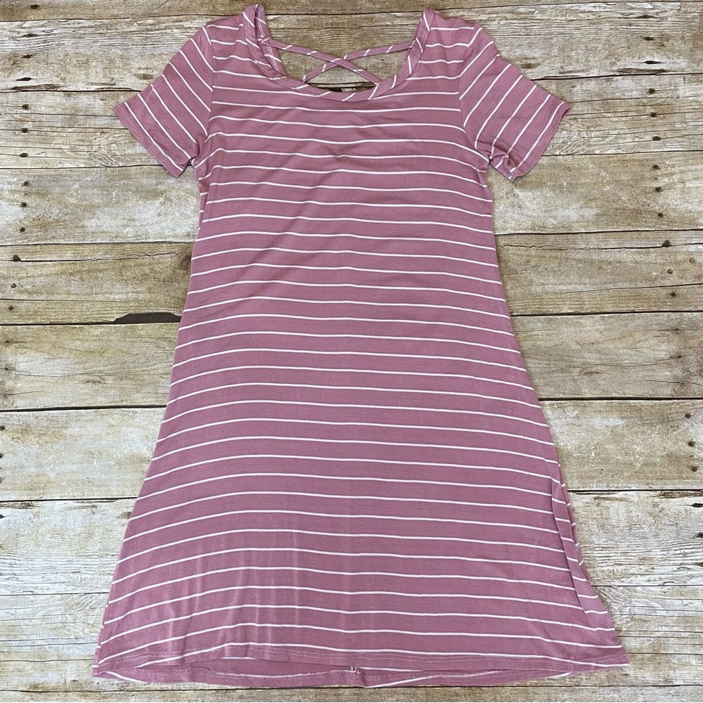 Olivia Rae Mauve Striped T-Shirt Dress | M
